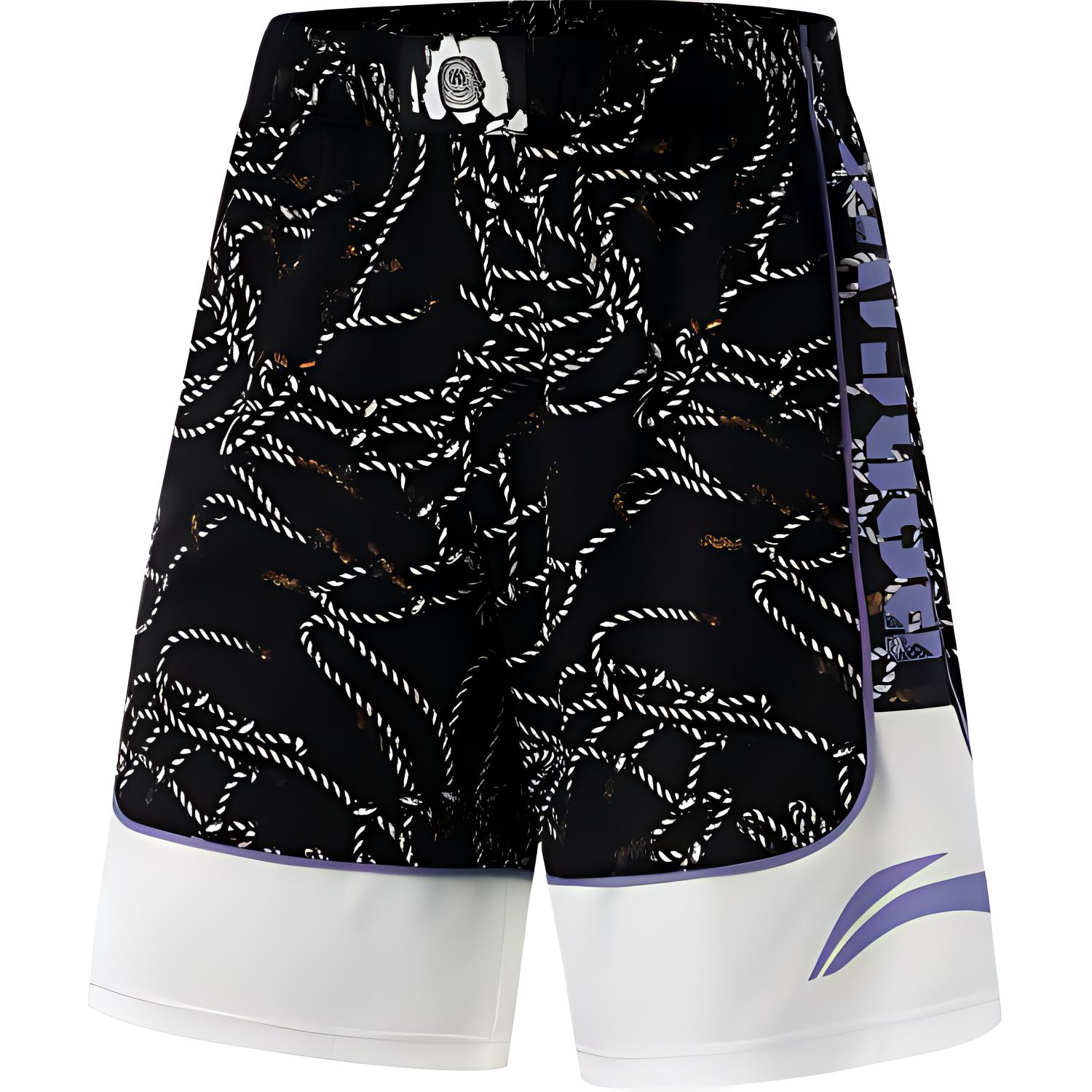 Li Ning Badfive Basketball Shorts Men’s Black All Over Print/Ivory