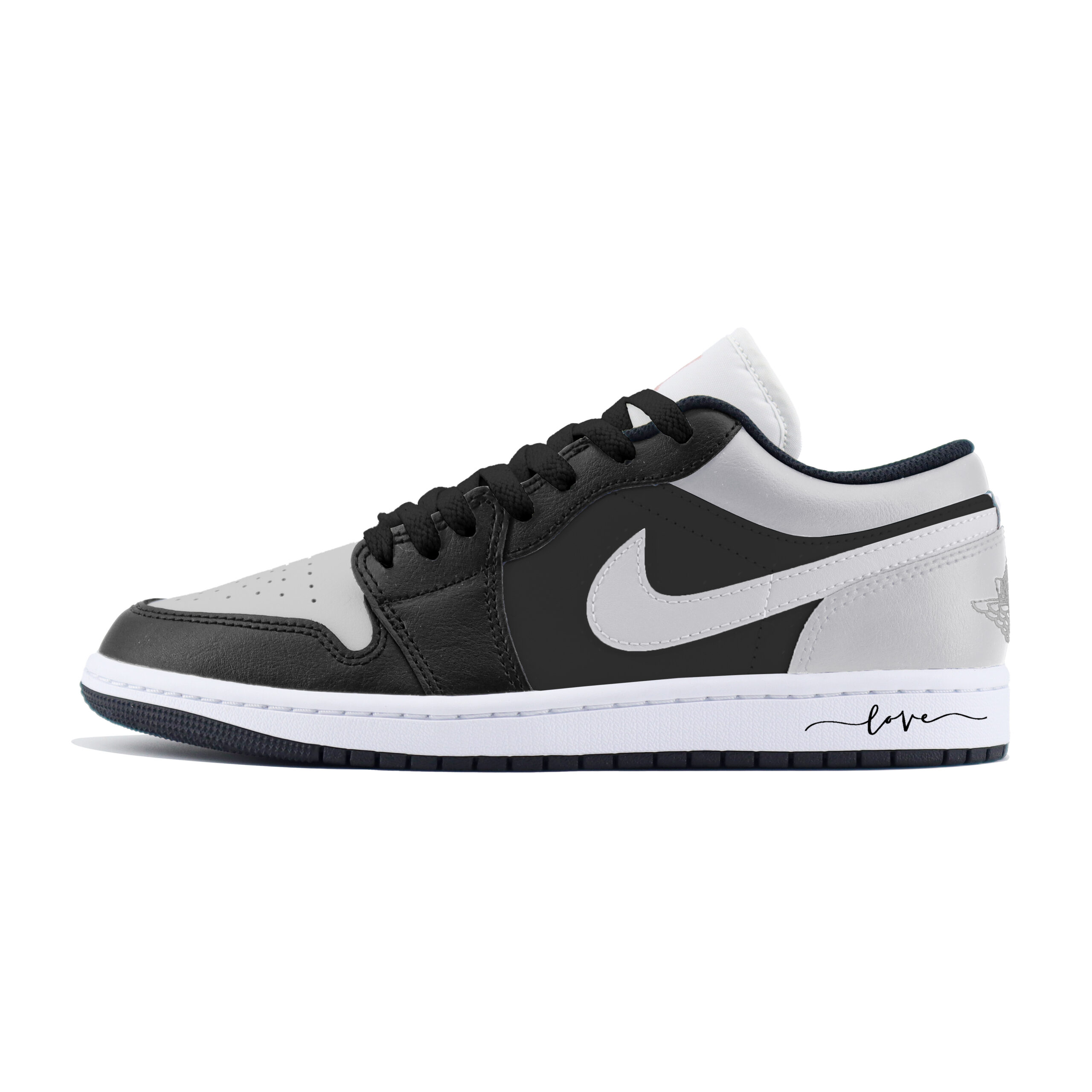 Jordan Air Jordan 1 LOW Love2 Abrasion Resistant Low top Vintage Basketball Shoes Unisex Black Gray