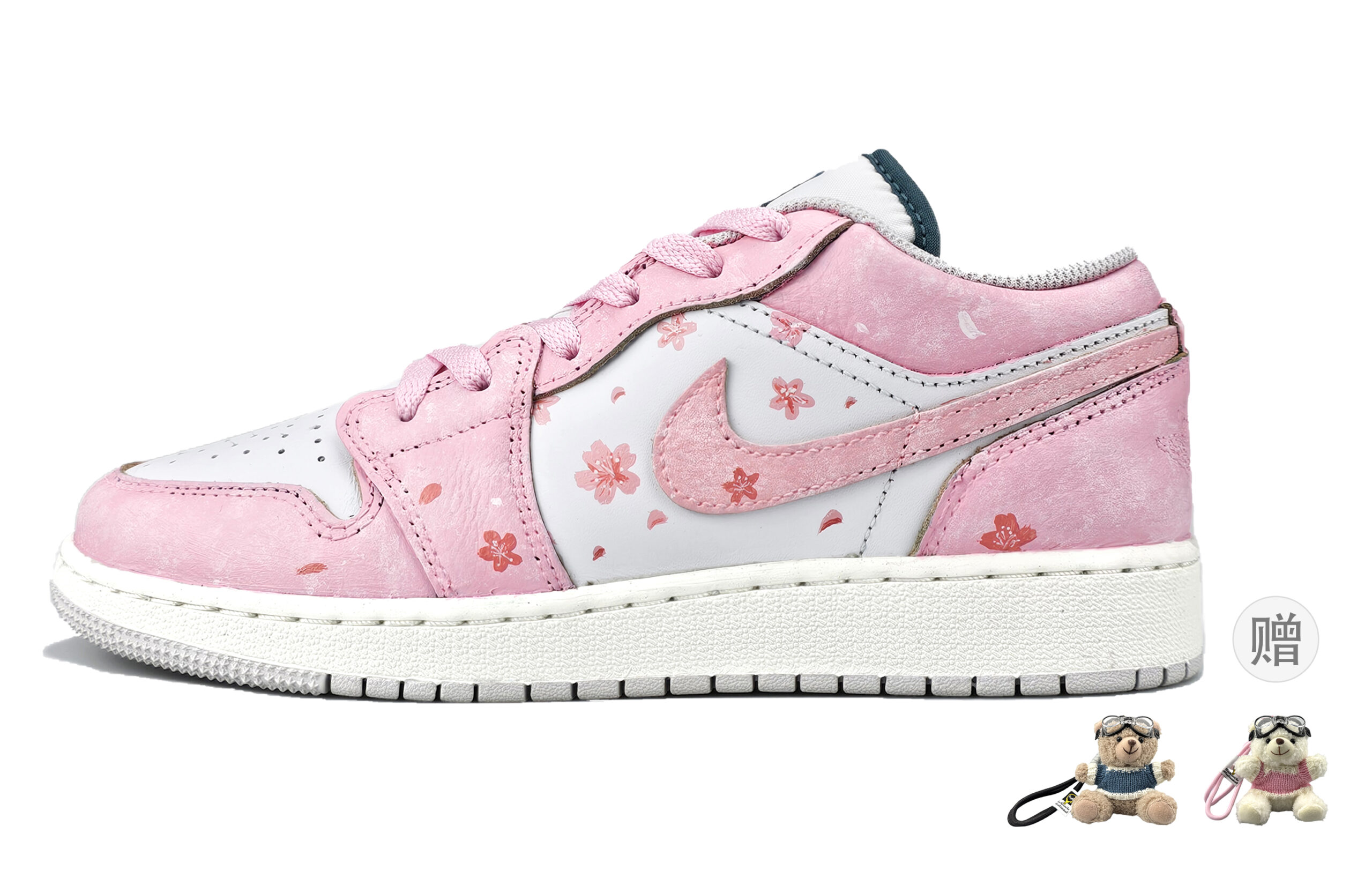 Jordan Air Jordan 1 Low top Vintage Basketball Shoes Unisex Pink White