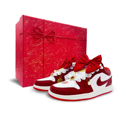 Jordan Air Jordan 1 Slip Resistant Abrasion Resistant Low top Vintage Basketball Shoes Unisex Red