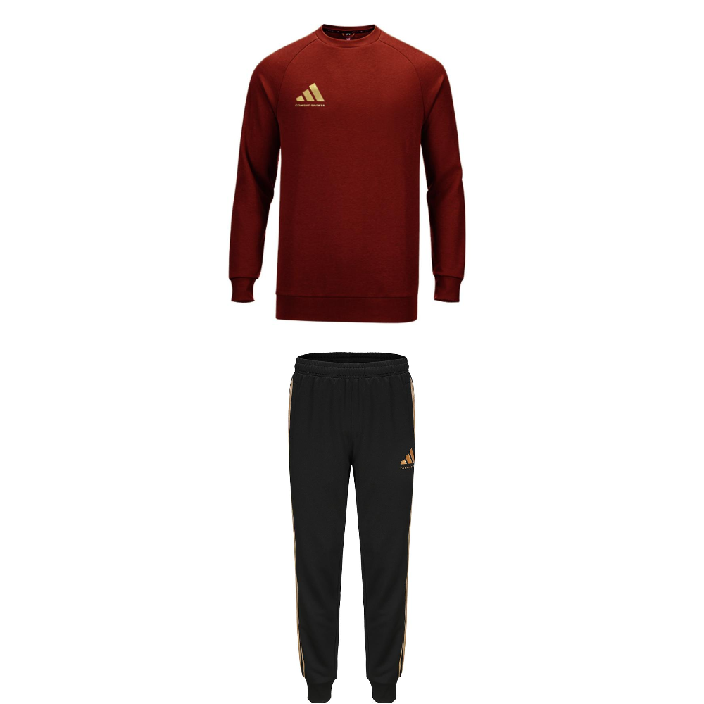 Adidas Casual Sportswear Unisex Set Red Gold Top+Black Pants