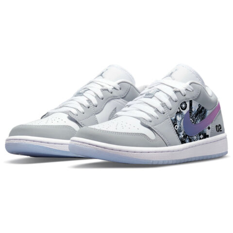 Jordan Air Jordan 1 Abrasion Resistant Slip Resistant Low top Vintage Basketball Shoes Women’s Gray White
