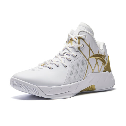 CHAOJIANTA Cushioning Rebound Mid top Basketball Shoes Men’s White Gold