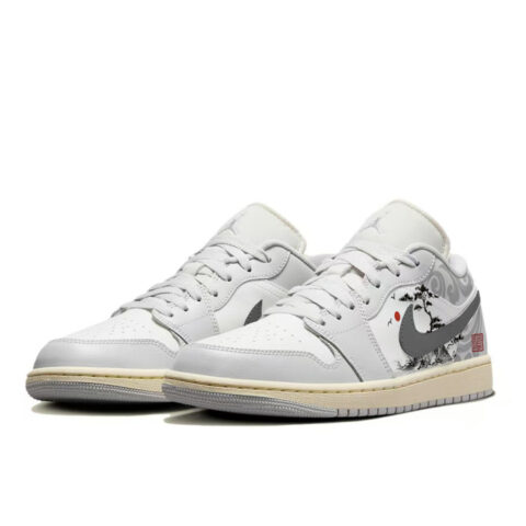Jordan Air Jordan 1 Low top Vintage Basketball Shoes Women’s Gray White