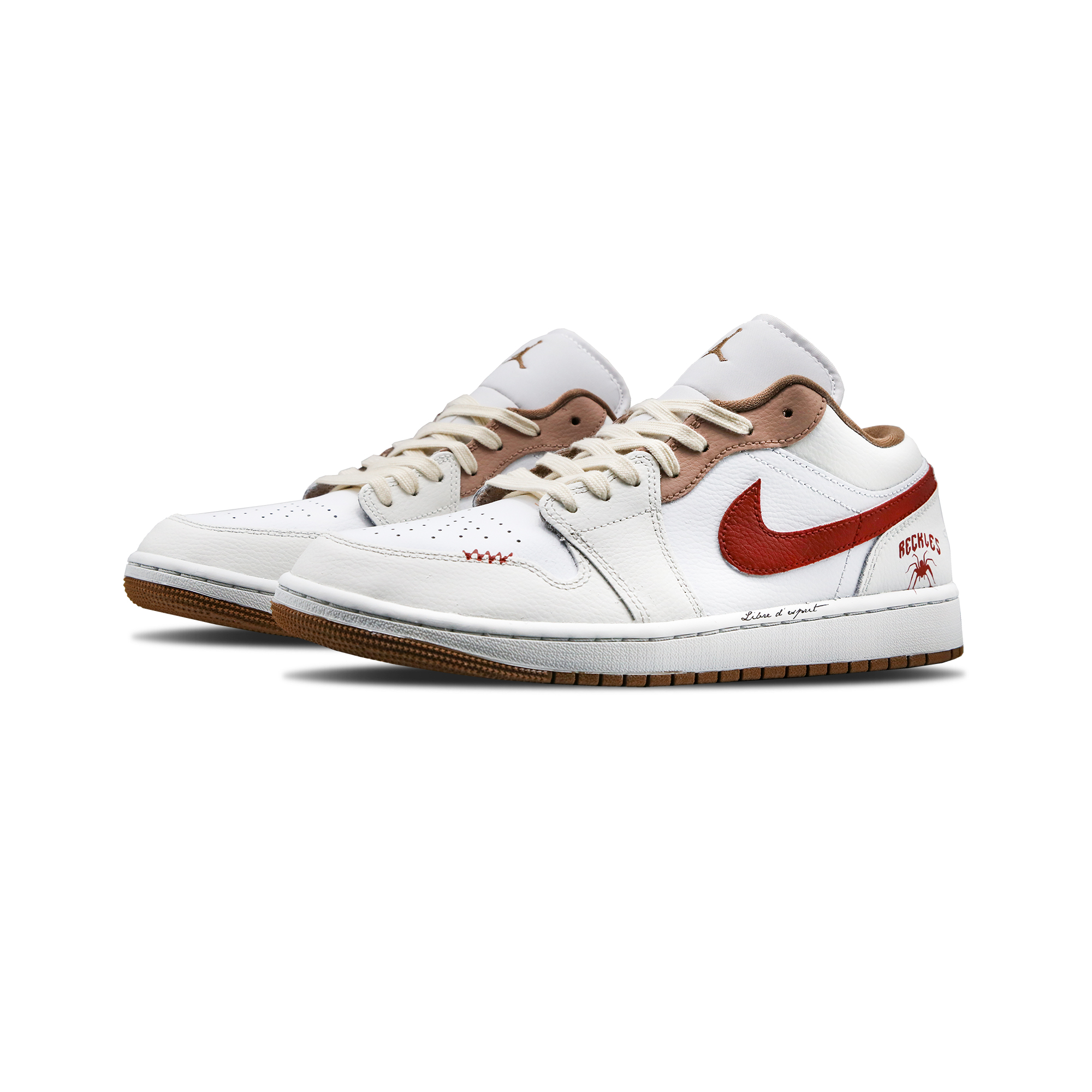 Jordan Air Jordan 1 Noon Starlight Abrasion Resistant Low top Vintage Basketball Shoes Unisex White Red