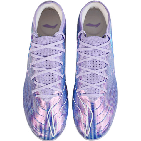 Li Ning FG Firm Ground Artificial Turf Synthetic Leather Cushioning, Wear Resistant Soccer Shoes Men’s Blue Purple