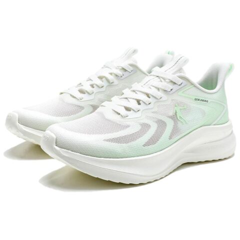 QIAODAN Speed Slip Resistant Coverage Rebound Low top Casual Running Shoes Men’s Ivory Seagull Blue