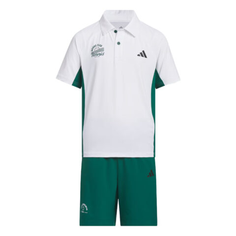 Adidas Casual Sportswear SportswearClimacool 2 Piece Set White Forest Green Children Aged 3 7 Years Old