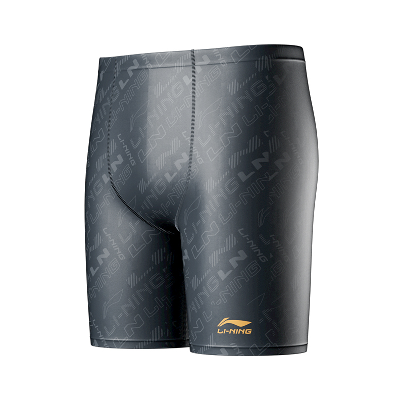 Li Ning Swimming Shorts Men’s Black Moderate Mid Length Swim Shorts