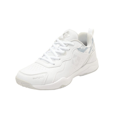 KUMPOO Cushioning Slip Resistant Breathable Low top Badminton Shoes Unisex White Silver