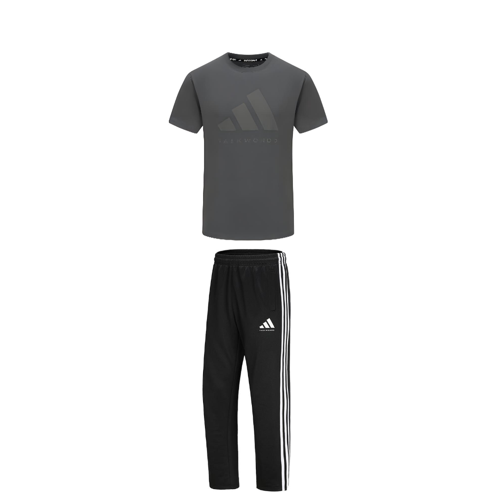 Adidas Taekwondo Casual Sportswear Unisex Clothing Sets Dark Gray+Black