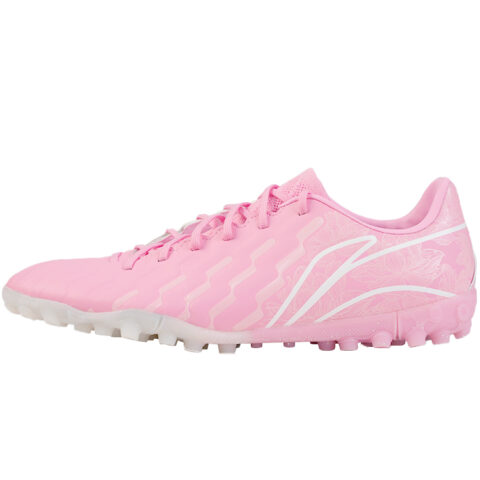 Li Ning TF Turf Artificial Turf Synthetic Leather Slip Resistant Abrasion Resistant Soccer Shoes Men’s Pink White