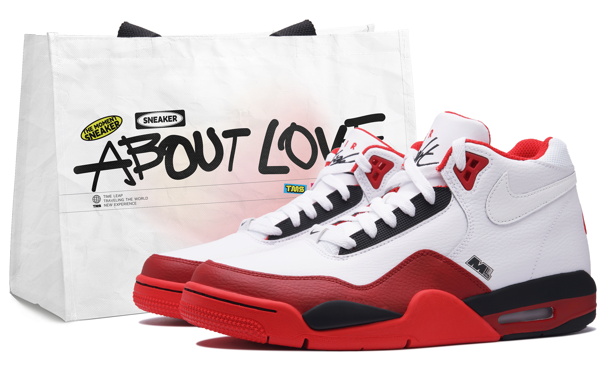 Nike Flight Legacy Rocket Mid top Vintage Basketball Shoes Unisex Red White