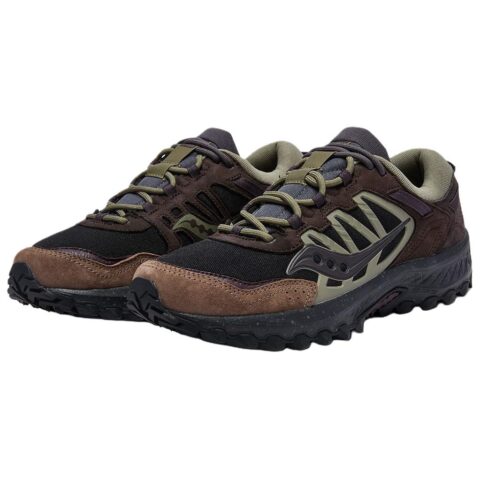 Saucony GRID PEAK Lightweight Running Shoes Unisex Black Green Umber