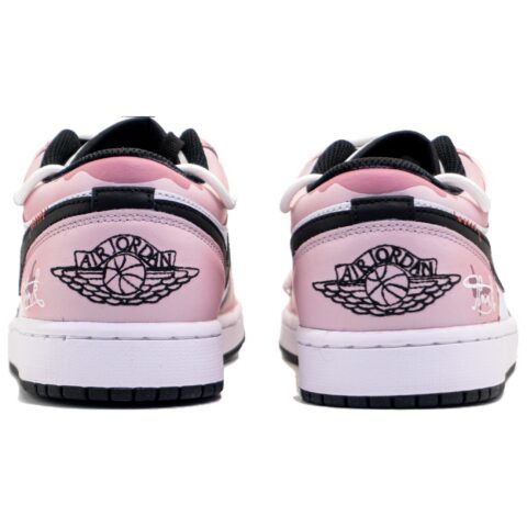 Jordan Air Jordan 1 Slip Resistant Abrasion Resistant Low top Vintage Basketball Shoes Men’s Pink