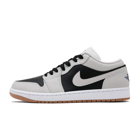Jordan Air Jordan 1 Slip Resistant Abrasion Resistant Low top Vintage Basketball Shoes Unisex Black White Gray