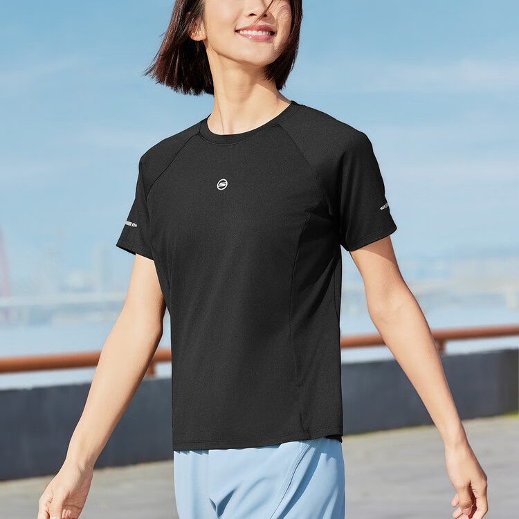Skechers GODRI Raglan Sleeve T Shirt Women’s Carbon Black 0018