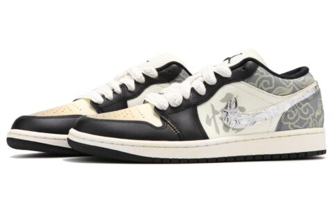 Jordan Air Jordan 1 Low Abrasion Resistant Breathable Low top Vintage Basketball Shoes Women’s Black Gray