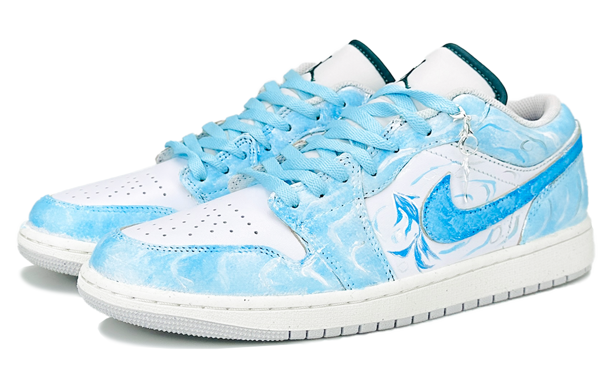 Jordan Air Jordan 1 Cushioning Abrasion Resistant Low top Vintage Basketball Shoes Unisex Sky Blue