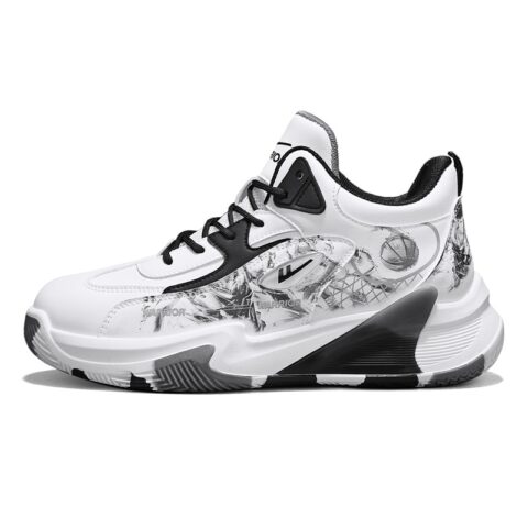 Warrior Slip Resistant, Abrasion Resistant, Height Increasing Low top Basketball Shoes Men’s White Black Gray