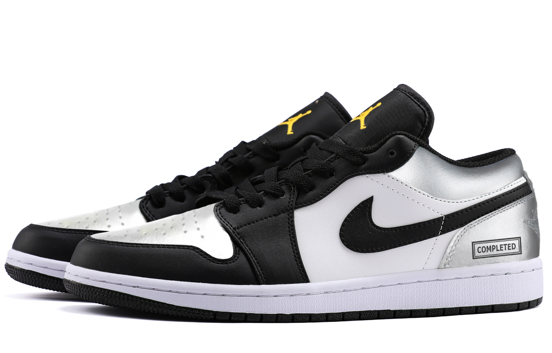 Jordan 1 Abrasion Resistant Low top Vintage Basketball Shoes Unisex Liquid Silver