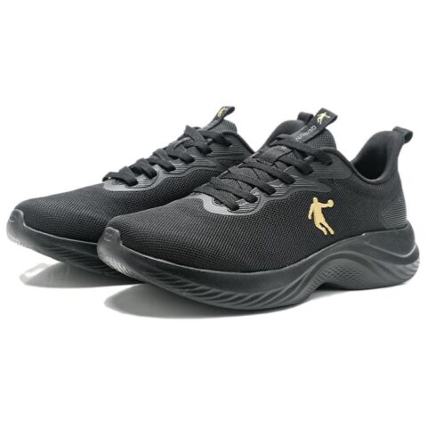 QIAODAN Slip Resistant, Abrasion Resistant, Breathable Low top Casual Running Shoes Men’s Black Gold