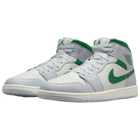 Jordan 1 Mid White Pure Platinum Pine Green