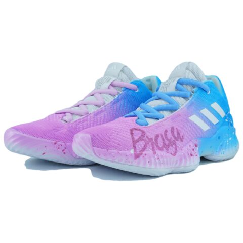 Adidas Pro Bounce 2018 Fenggu Purple Mist Abrasion Resistant Support Rebound Low top Basketball Shoes Men’s Pink Blue