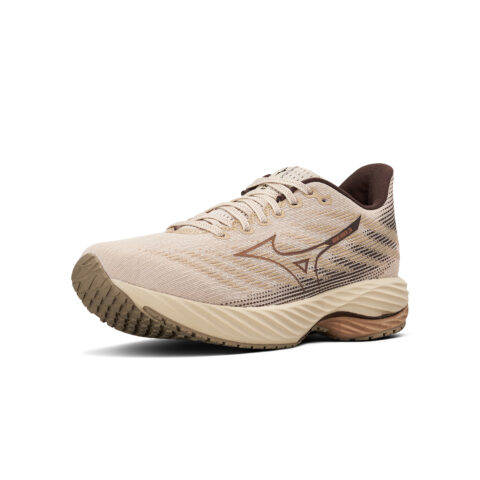 Mizuno Wave Rider 28 Comfortable Mesh, Textile Cushioning Slip Resistant Low top Running Shoes Unisex Beige Brown