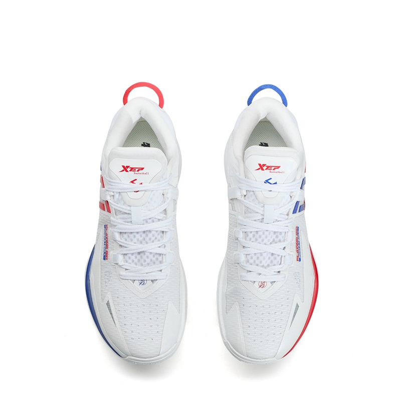 XTEP Spirit Strike 3.0 Cushioning Slip Resistant Abrasion Resistant Coverage Low top Basketball Shoes Men’s White Blue