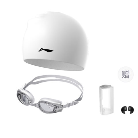 Li Ning Anti Fog Swim Goggles PC/Silicone/TPU Professional Swimming Unisex White