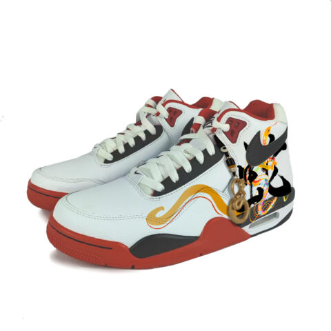 Nike Flight Legacy Synthetic Leather Cushioning Mid top Vintage Basketball Shoes Unisex Red White