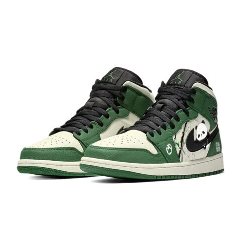 Jordan Air Jordan 1 Abrasion Resistant Slip Resistant Mid top Vintage Basketball Shoes Men’s White Green