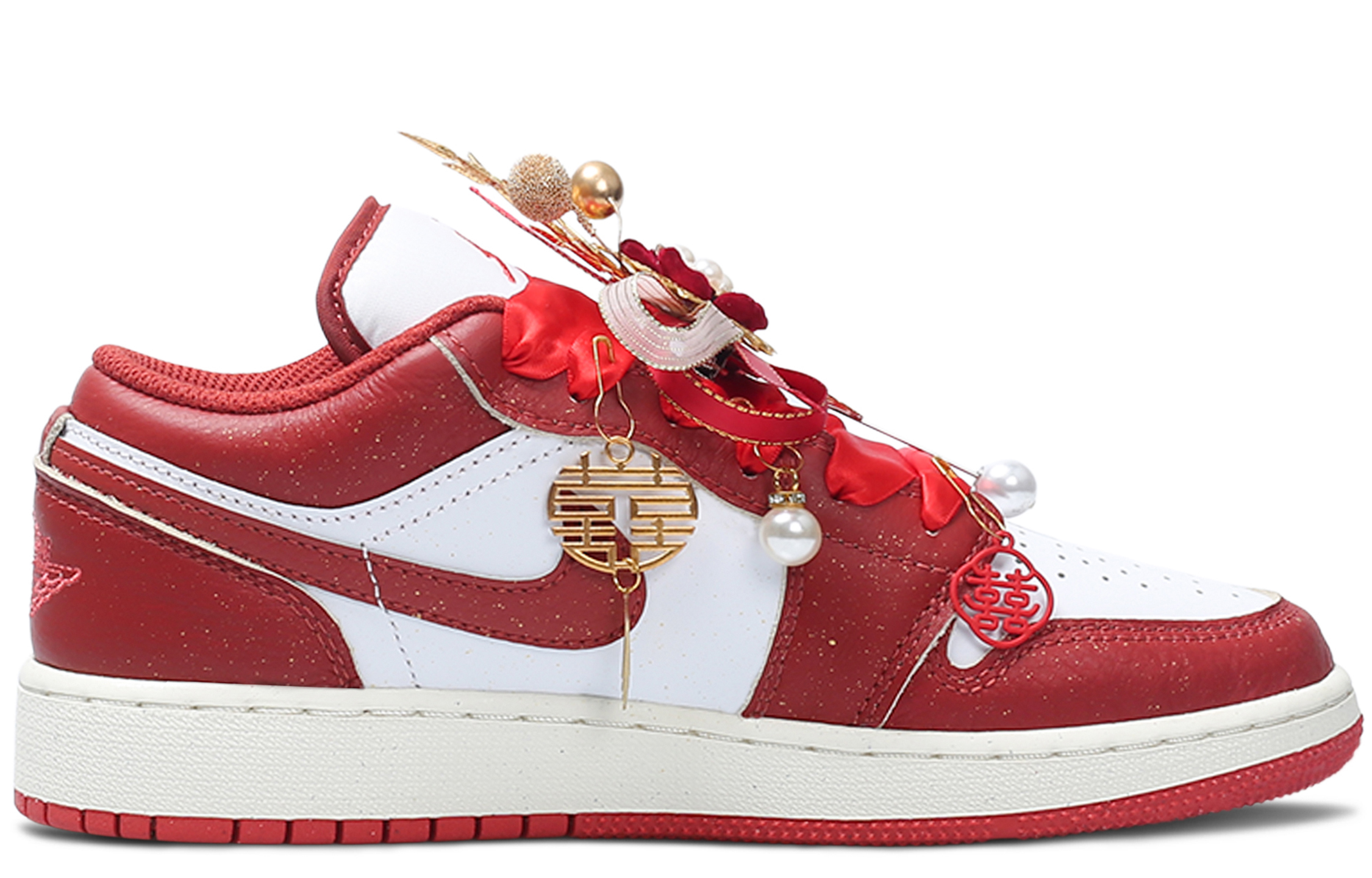 Jordan Air Jordan 1 Low top Vintage Basketball Shoes Unisex Wedding Red