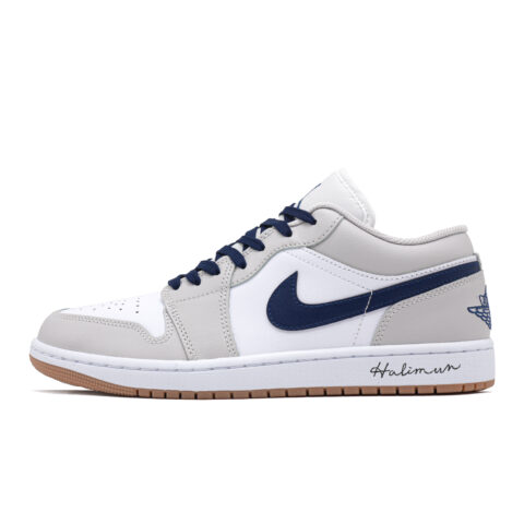 Jordan Air Jordan 1 Slip Resistant Abrasion Resistant Low top Vintage Basketball Shoes Unisex Gray White