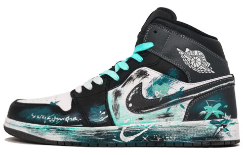 Jordan Air Jordan 1 Abrasion Resistant Abrasion Resistant Mid top Vintage Basketball Shoes Men’s Lake Cyan