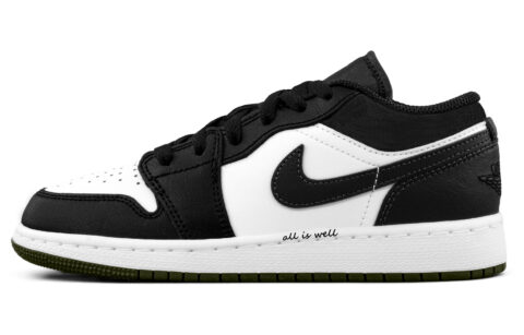 Jordan Air Jordan 1 Leather Cushioning, Wear Resistant Low top Vintage Basketball Shoes Unisex Black White