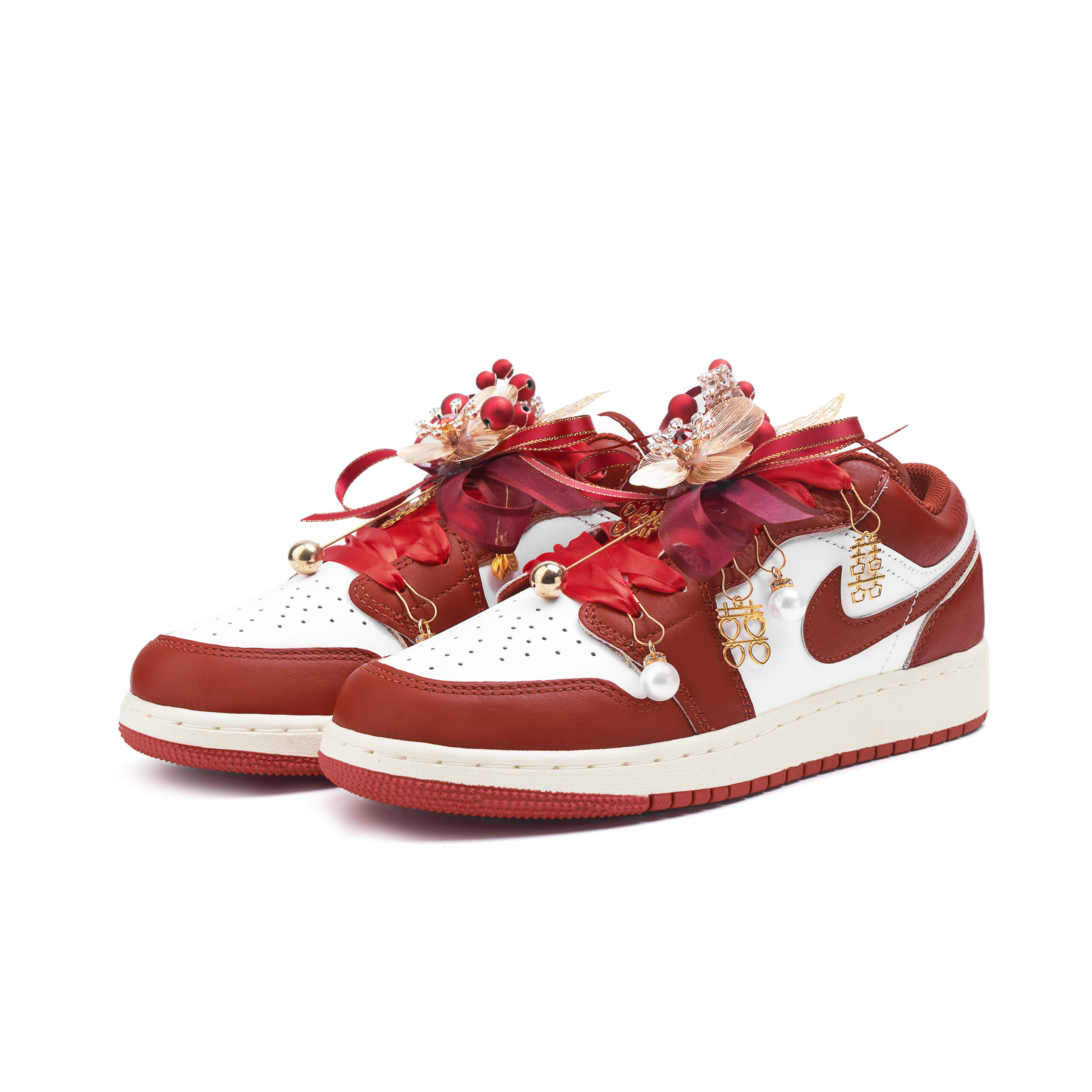Jordan Air Jordan 1 Slip Resistant Abrasion Resistant Low top Vintage Basketball Shoes Women’s Red