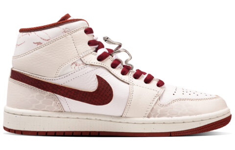 Jordan Air Jordan 1 Snake Fortune Leather Slip Resistant Abrasion Resistant Mid top Vintage Basketball Shoes Men’s