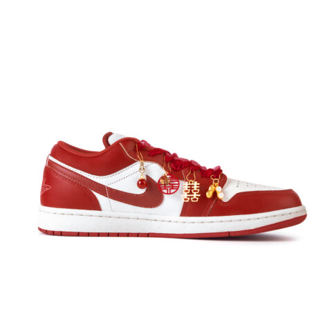 Jordan Air Jordan 1 Love’s Promise Slip Resistant Abrasion Resistant Low top Vintage Basketball Shoes Men’s White Red