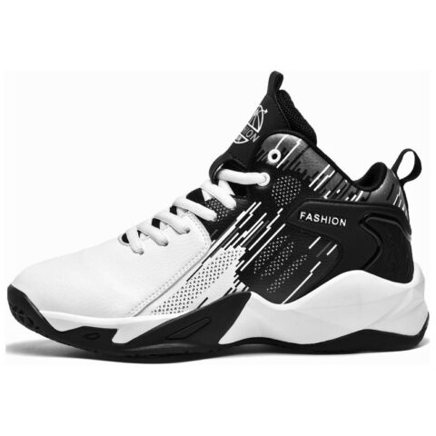 BIANSULONG Slip Resistant And Abrasion Resistant Coverage Mid top Basketball Shoes Unisex White