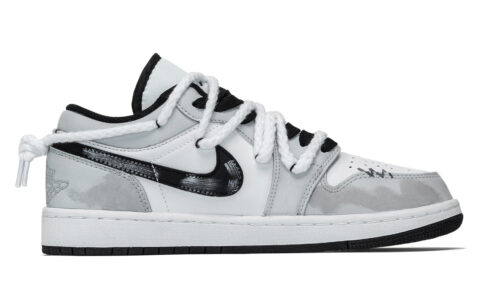 Jordan Air Jordan 1 Shy Leather Cushioning Low top Vintage Basketball Shoes Unisex Gray White