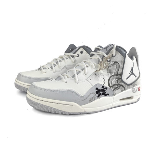 Jordan Courtside 23 Cushioning Slip Resistant Mid top Vintage Basketball Shoes Men’s White Gray