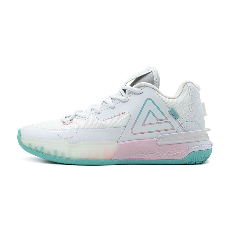 PEAK Cushioning Abrasion Resistant Low top Basketball Shoes Men's White Blue