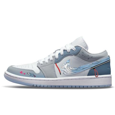 Jordan Air Jordan 1 Low top Vintage Basketball Shoes Women’s Gray White Blue
