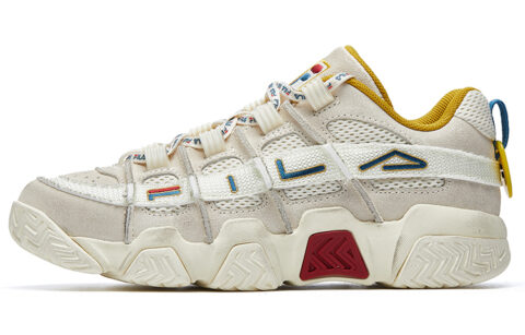 FILA FUSION BUSTER Puffy Shoes Mesh, Textile, Synthetic Leather Low top Vintage Basketball Shoes Men’s White Yellow