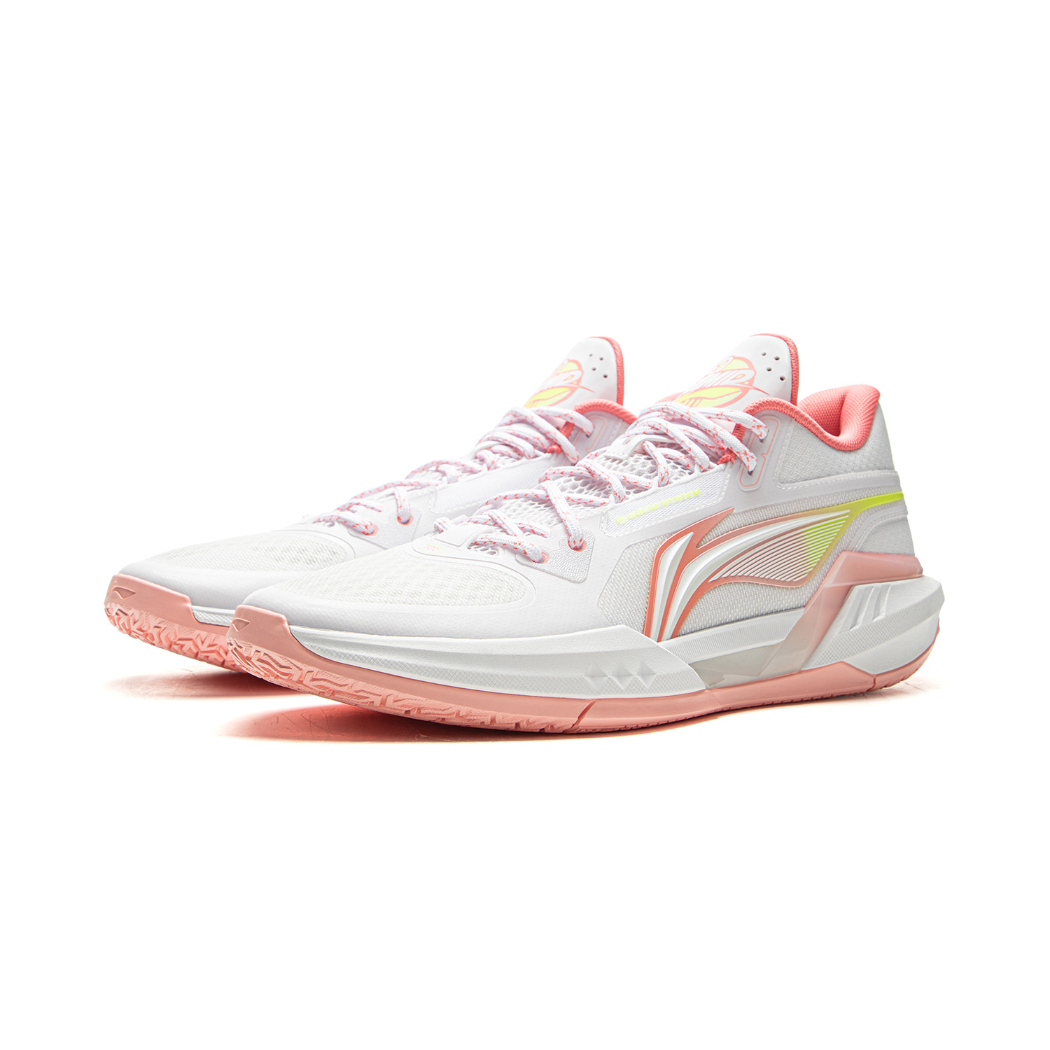 Li Ning Light Speed 3mid Basketball Shoes Men’s Mid Top Standard White/Peach Rouge Pink