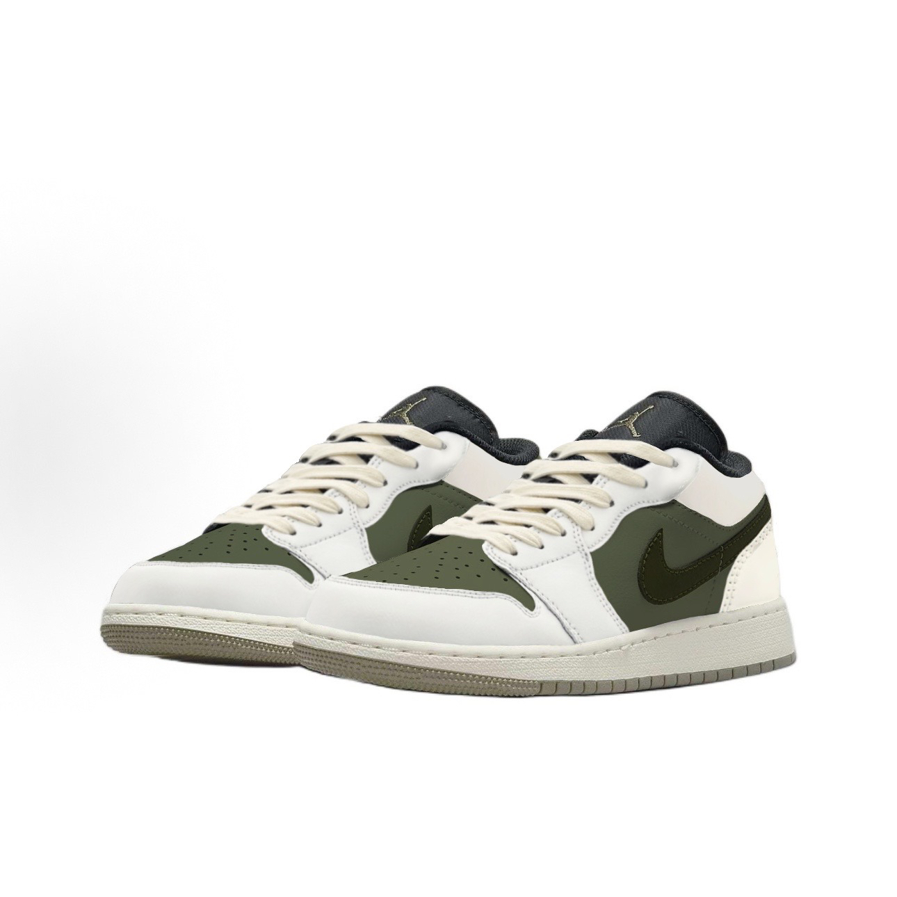 Jordan Air Jordan 1 Mini Hook Abrasion Resistant Low top Vintage Basketball Shoes Unisex Beige Green