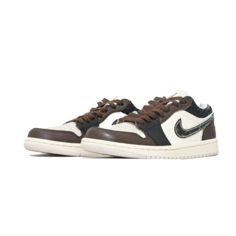 Jordan Air Jordan 1 Mocha Latte Cushioning, Wear Resistant Low top Vintage Basketball Shoes Unisex Black Brown