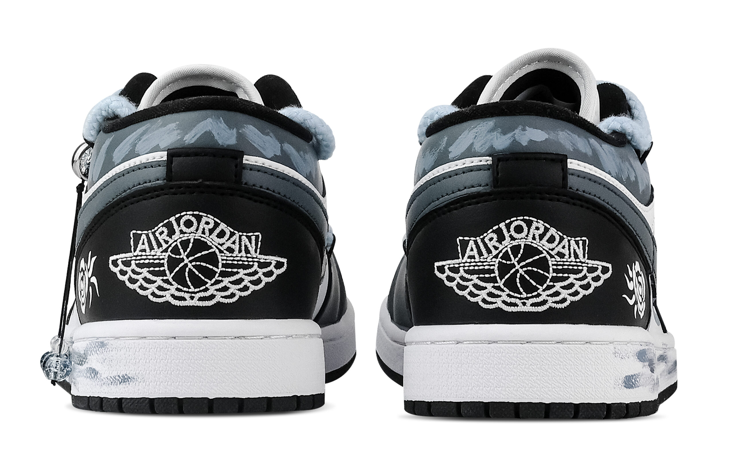 Jordan Air Jordan 1 Rose Low top Vintage Basketball Shoes Unisex Black White Blue